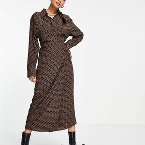 & Other Stories Chain Print Midi Wrap Dress